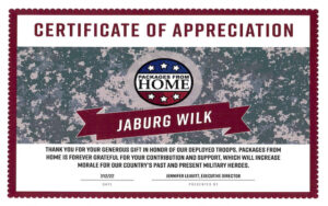 packages from home certificate of appreciation